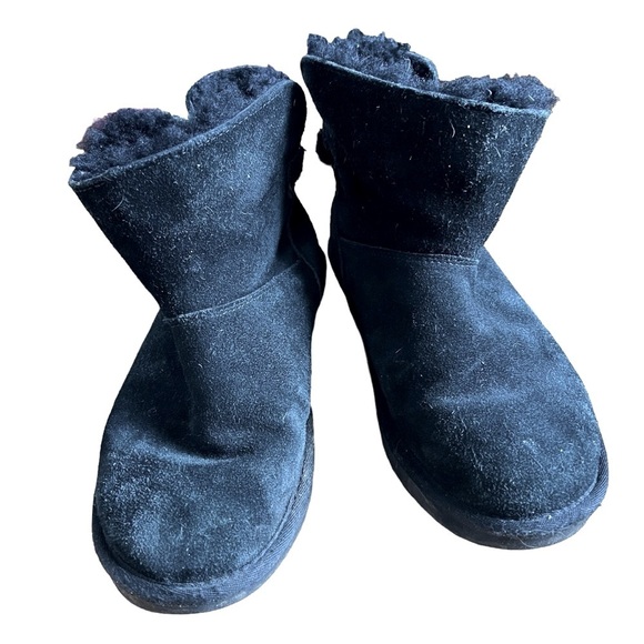 UGG Koolaburra‎ Jaelyn Mini Boots Leather Tassel Fringe Size 7 Black 1096412 - Picture 2 of 10